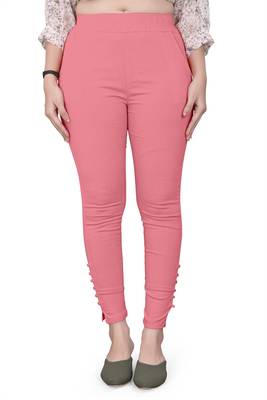 Pink plain cotton trousers 1