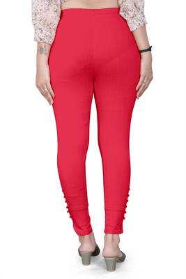 Red plain cotton trousers 3