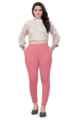 Pink plain cotton trousers 4