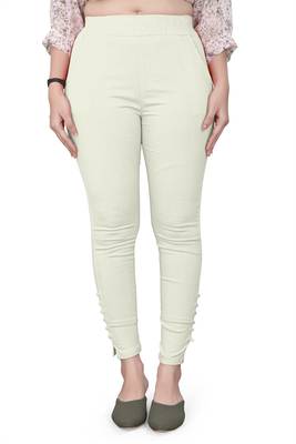 Cream plain cotton trousers 1