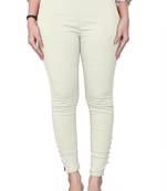 Cream plain cotton trousers