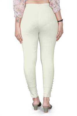 Cream plain cotton trousers 3