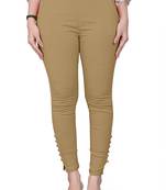Cream plain cotton trousers