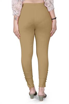 Cream plain cotton trousers 3