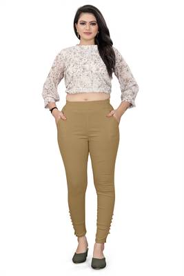 Cream plain cotton trousers 4