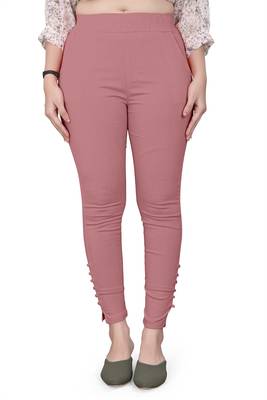 Peach plain cotton trousers 1