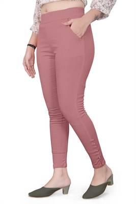 Peach plain cotton trousers 2