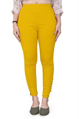 Yellow plain cotton trousers 1