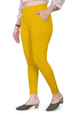 Yellow plain cotton trousers 2