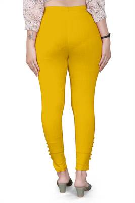 Yellow plain cotton trousers 3