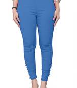 Sky-blue plain cotton trousers