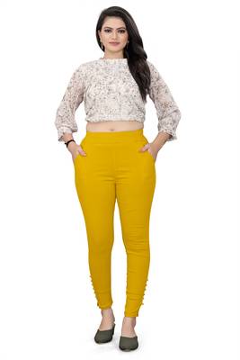 Yellow plain cotton trousers 4