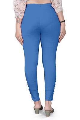 Sky-blue plain cotton trousers 3