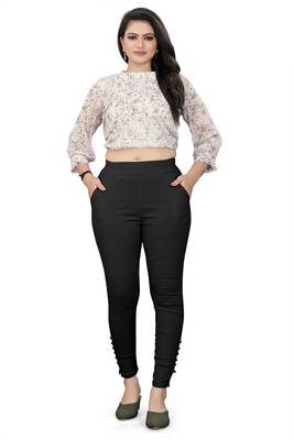 Black plain cotton trousers 4