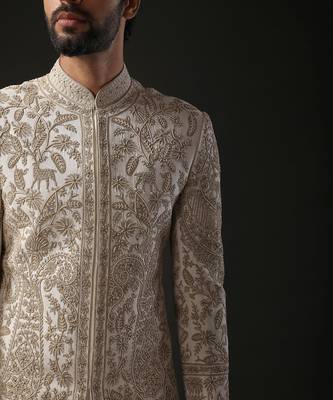 Ivory Embroidered Sherwani 3