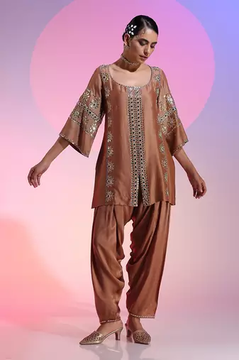 Mink Mirrorwork And Gotta Work Salwar Suit Set