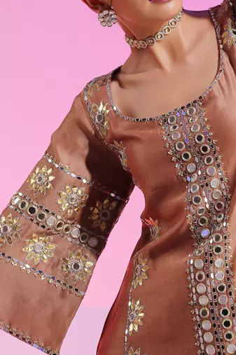 Mink Mirrorwork And Gotta Work Salwar Suit Set
