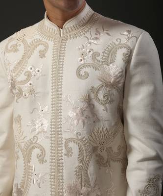 Ivory Embroidered Sherwani 3