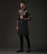 Black Bird Embroidered Sherwani