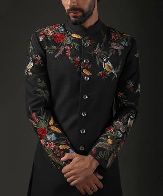 Black Bird Embroidered Sherwani 3