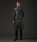 Black Digital Printed Sherwani
