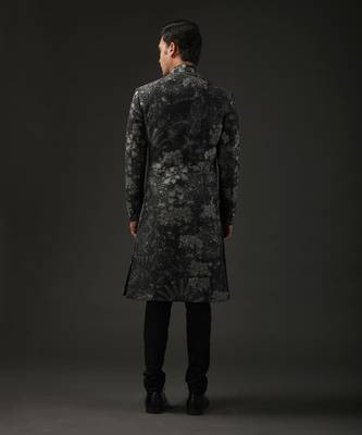 Black Digital Printed Sherwani 2