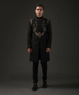 Black Zari Embroidered Sherwani 2