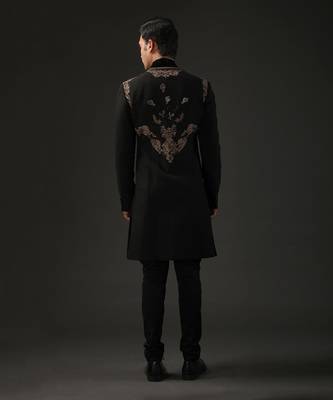 Black Zari Embroidered Sherwani 3