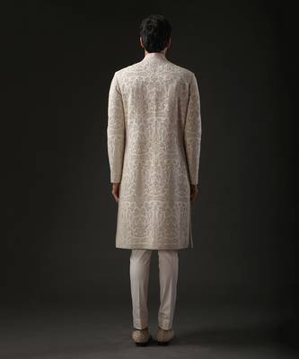 Ivory Resham Embroidered Sherwani 2