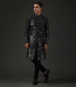 Black Printed Sherwani
