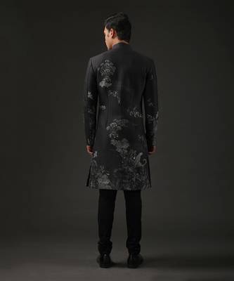 Black Printed Sherwani 2