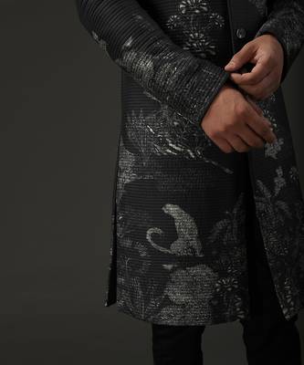 Black Printed Sherwani 3