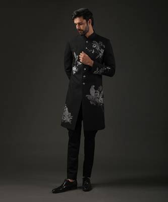 Black Embroidered Sherwani 1