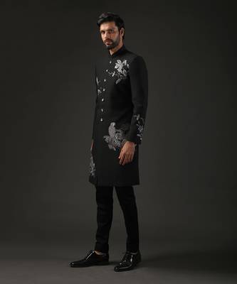 Black Embroidered Sherwani 2