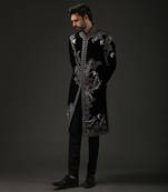 Black Floral Zari Embroidered Sherwani
