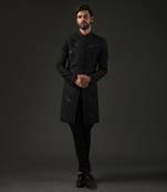 Black Monochrome Embroidered Sherwani