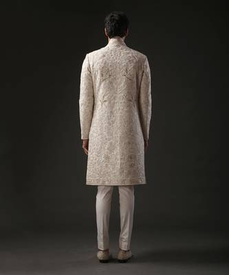Ivory Bird Embroidered Sherwani 2