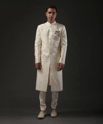 Ivory Bird Embroidered Sherwani 1