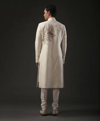 Ivory Bird Embroidered Sherwani 2