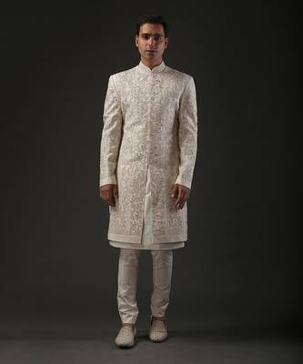 White Embroidered Sherwani 1