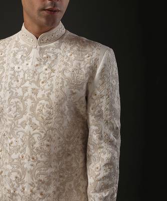 White Embroidered Sherwani 3