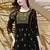 Hand Embroidered Black & Green Cotton Lucknow Chikankari Women Short Kurti
