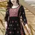 Hand Embroidered Black & Peach Cotton Lucknow Chikankari Women Short Kurti