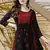 Hand Embroidered Black & Red Cotton Lucknowi Chikan Women Short Kurti