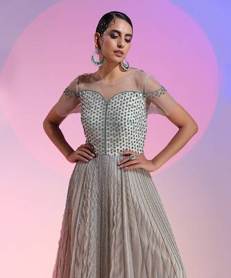 Sequin And Bead Work Chiffon Gown 2