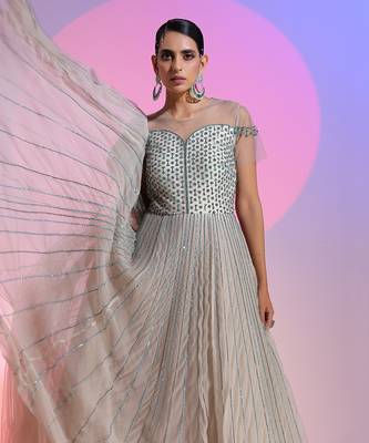 Sequin And Bead Work Chiffon Gown 3