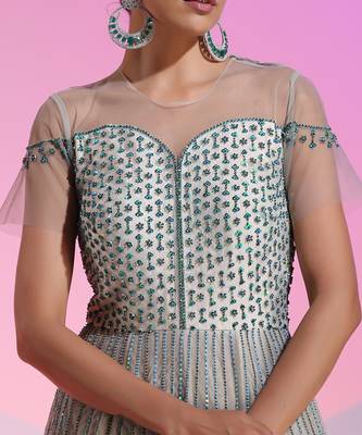 Sequin And Bead Work Chiffon Gown 4