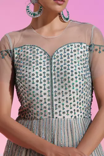Sequin And Bead Work Chiffon Gown