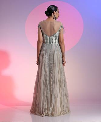 Sequin And Bead Work Chiffon Gown 5