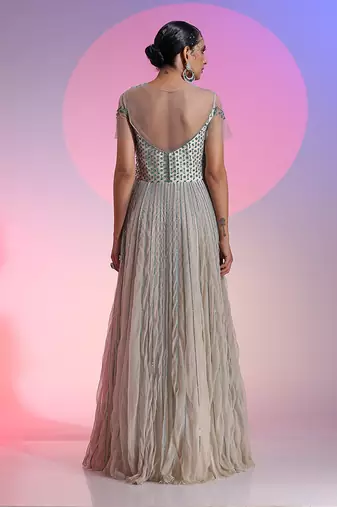 Sequin And Bead Work Chiffon Gown